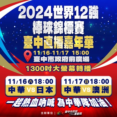 2024世界12強棒球錦標賽台中直播嘉年華@新市政府前廣場