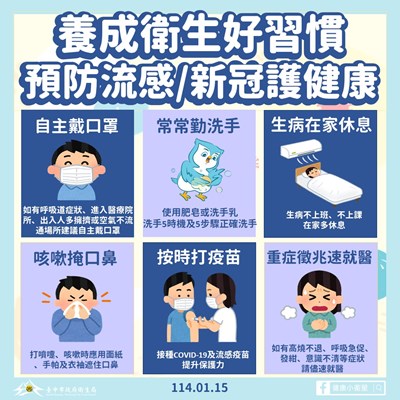 養成衛生好習慣，預防流感新冠護健康圖卡_0