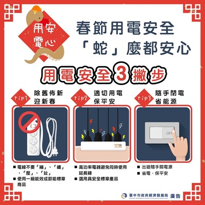 春節都安心，中市經發局推3用電安全撇步