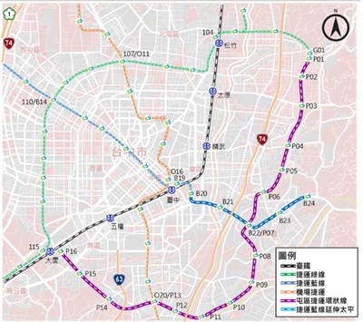 圖1:捷運藍線延伸太平-路線示意圖