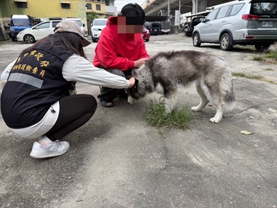 動保處派員前往訪視(紅衣為新飼主)