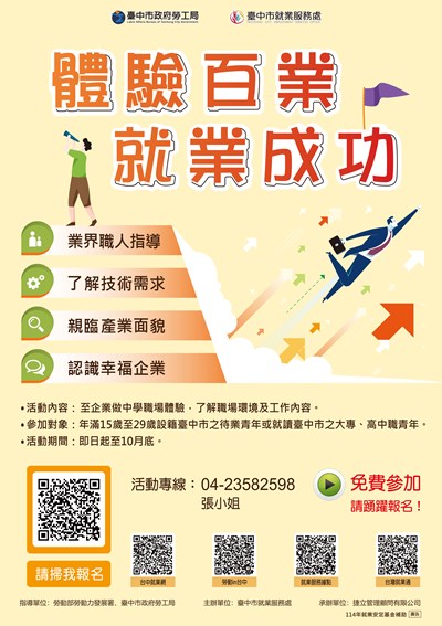 臺中市政府勞工局114年辦理「體驗百業 就業成功」活動,帶領青年走進職場第一線。_0
