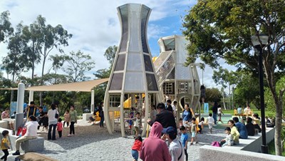 01-台中親子出遊新去處!后里環保公園「孩籽世界遊戲場」攀爬、彈跳、交通學習一次滿