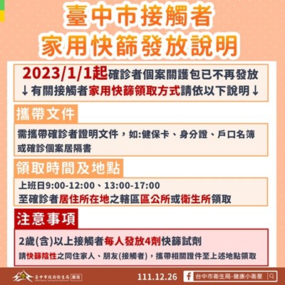 中市確診者關懷包、出借血氧機服務 明年起退場