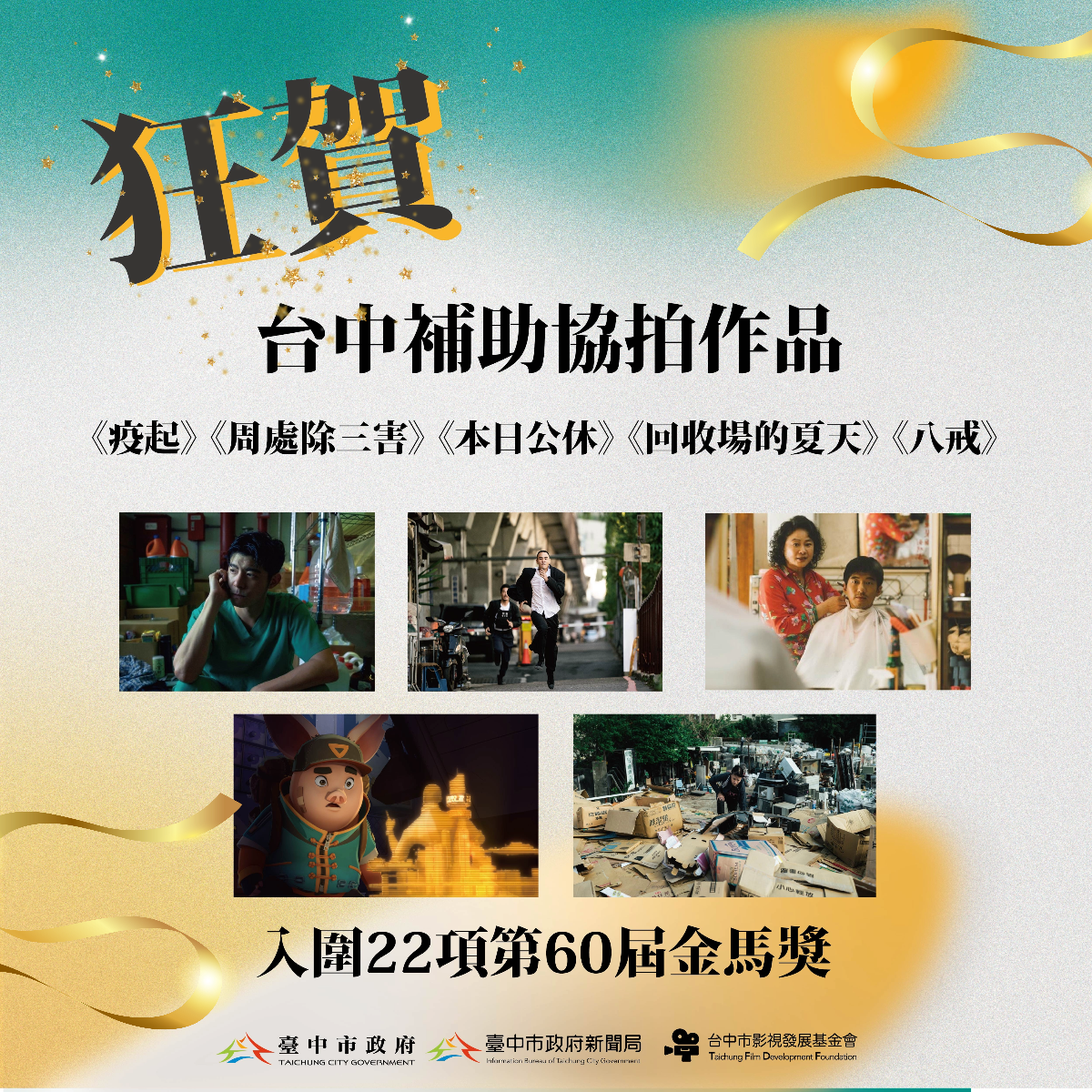 金馬60入圍公布 台中補助協拍作品風光入圍22項大獎
