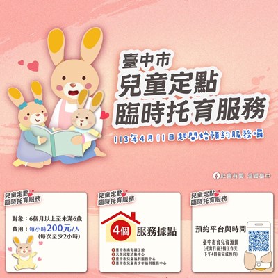 體貼爸媽!臺中4處定點臨托 開放線上預約
