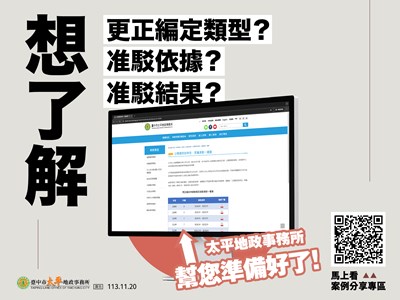 「公開透明效率佳，更編准駁一鍵查」案例分享專區宣導圖卡
