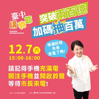 臺中購物節12月7日抽兩大百萬獎,將由盧市長親自報喜_0