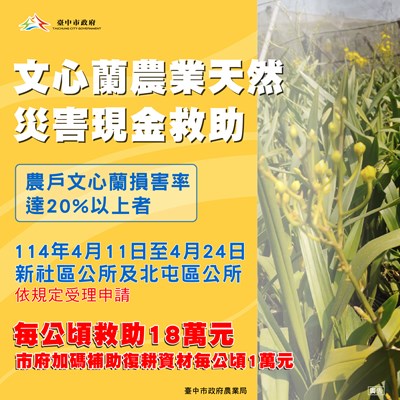 文心蘭農業天然災害現金救助圖卡