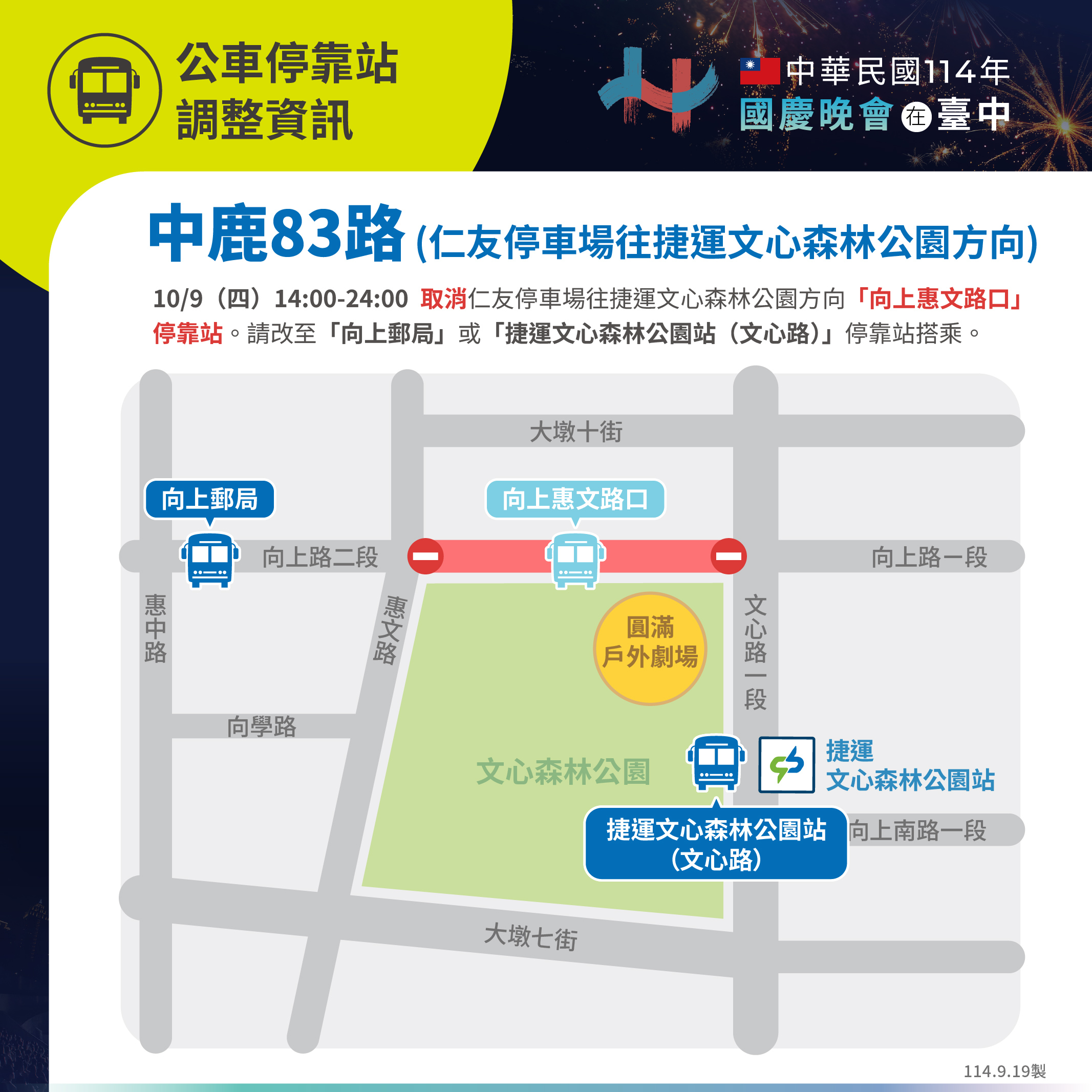 公車停靠站調整資訊-中鹿83路