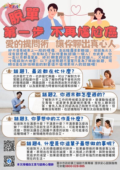 11410脫單第一步 不再尷尬癌：愛的提問術讓你聊出真心人