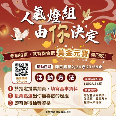 走春賞燈拚好運！ 2026中台灣燈會「幸福祈願村」最強祈福燈區登場，票選人氣燈組抽萬元