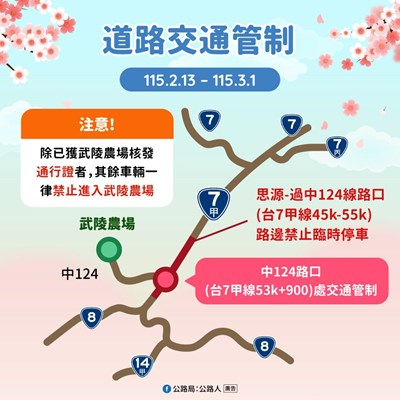 115年武陵櫻花季道路交通管制資訊