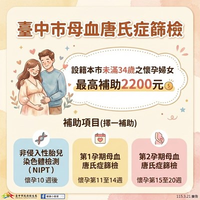 本局配合響應世界唐氏症日宣傳母血唐氏症補助