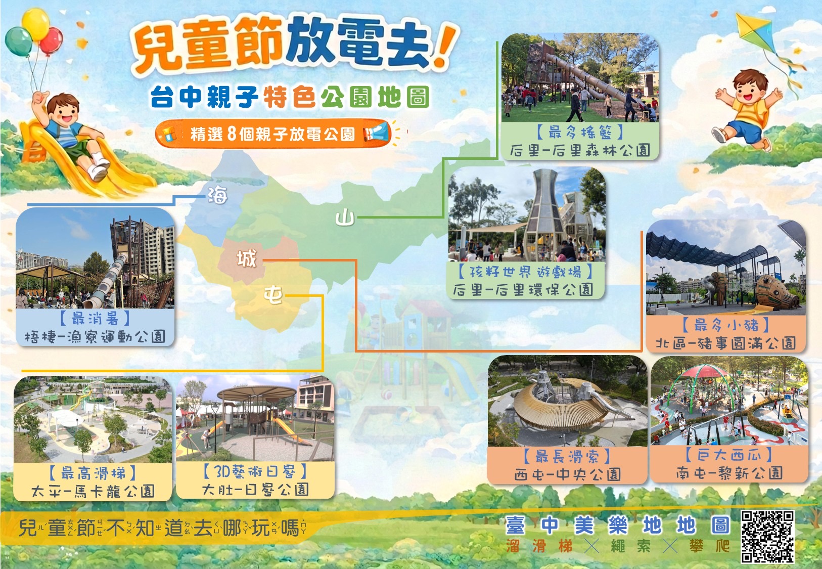 兒童節連假親子出遊首選台中 建設局彙整特色公園放電攻略一次看