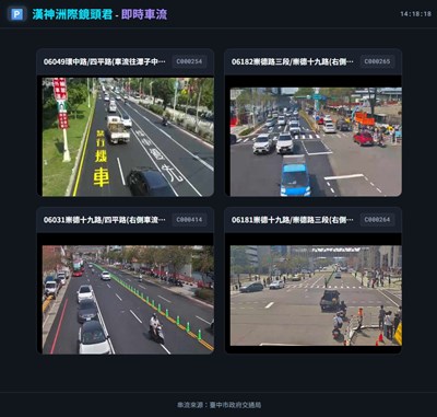 交通局規劃漢神洲際鏡頭君，民眾可直接查詢周邊道路即時影像