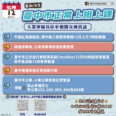 巴威颱風恢復上班0712