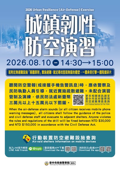 本市2026城鎮韌性（防空）演習圖卡