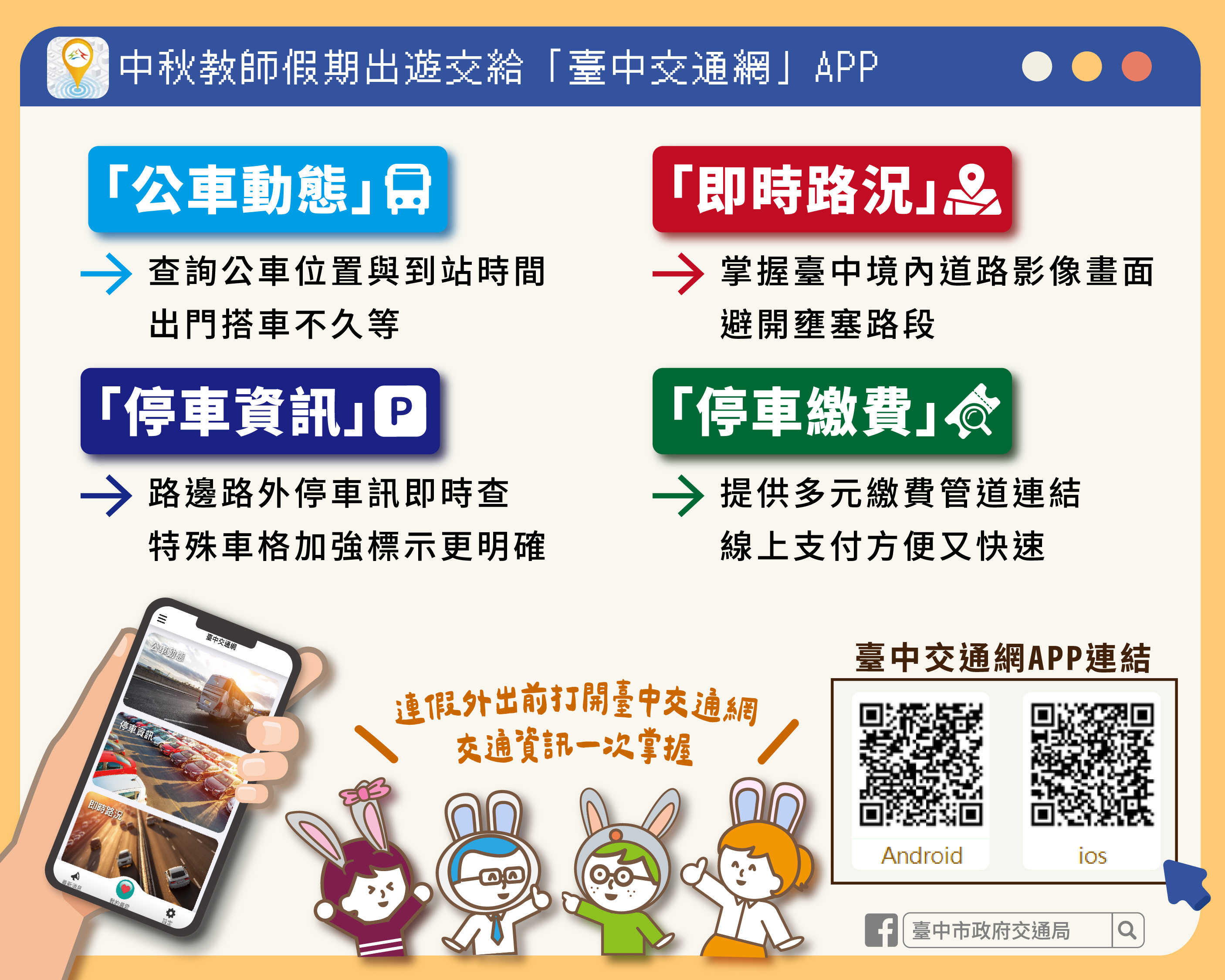 臺中交通網APP功能宣導圖卡