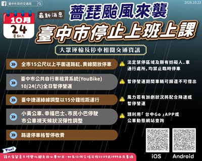 薔琵颱風1024停班課