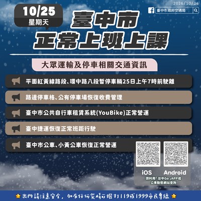薔琵颱風1025恢復上班上課