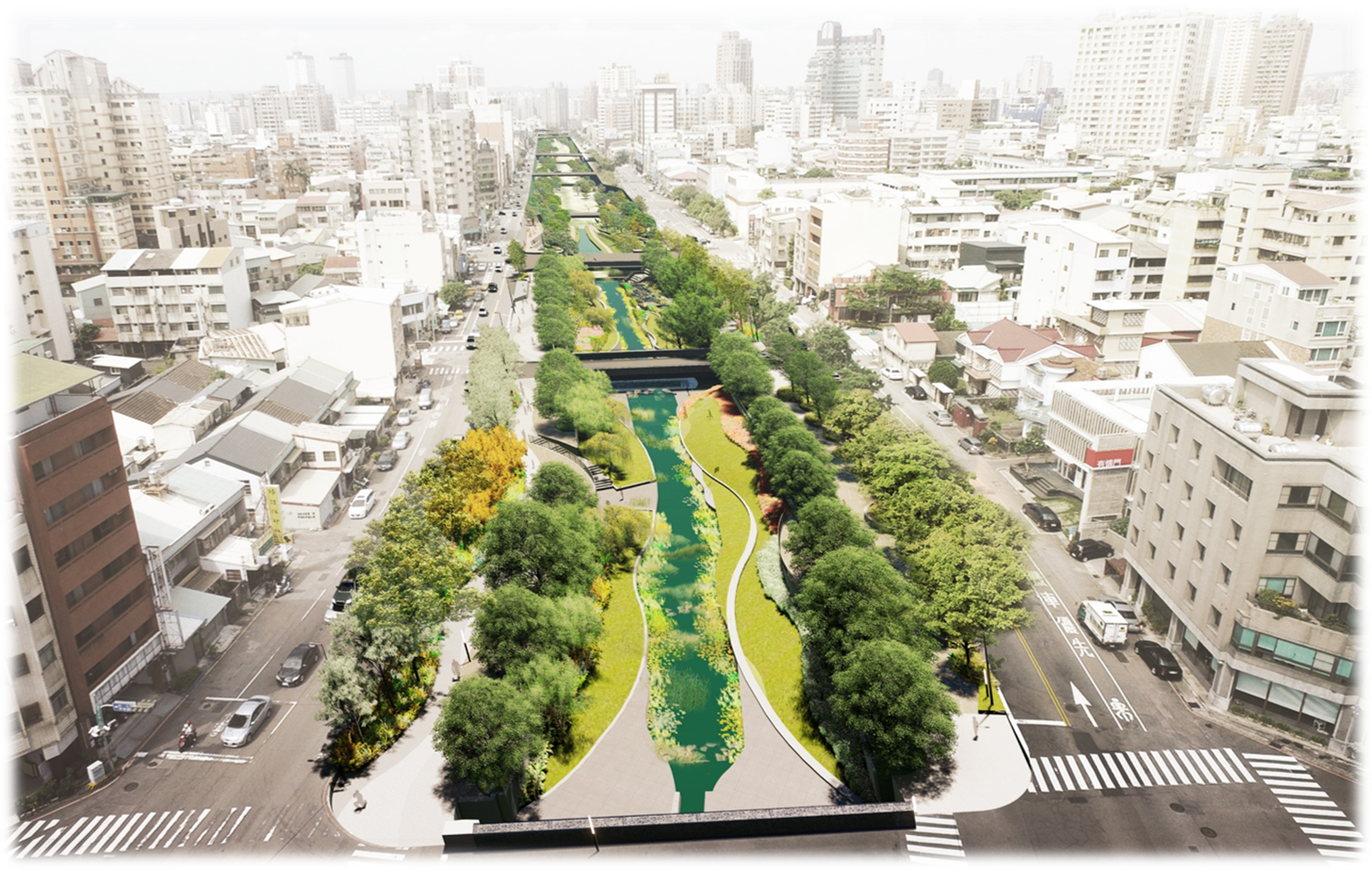 中市府整治柳川致力保留現場每一棵樹(柳川模擬圖)