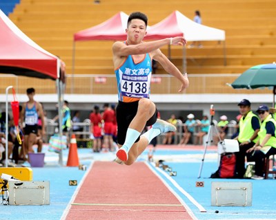 108年台中盃全國中等學校田徑賽,李允辰(中市惠文高中)以15公尺29奪得高男三級跳遠