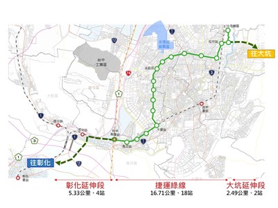 捷運綠線延伸示意圖