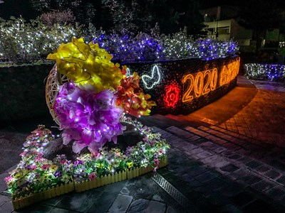 屯區藝文中心以花開富貴意象營造璀燦閃亮的氛圍 迎接2020台灣燈會