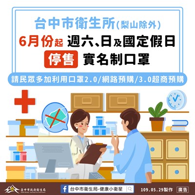 口罩購買多元化 中市6/1起29所衛生所恢復平日配售