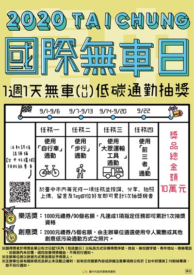 「1週1天無車低碳通勤抽獎」宣傳海報