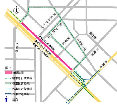 台灣大道啟動道路改善  11月30日起五權至民權路西行機慢車道施工封閉