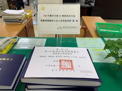 中市14期重劃區去年完成2,179筆私有地登記 市府公告土地現值
