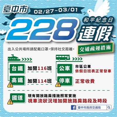 櫻花正開!二二八連假中市疏運措施上路