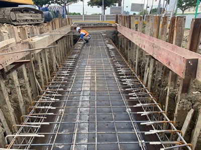 減少施工界面 潭子民生街至福貴路雨水下水道及道路年前完工 圖為民生街與福貴路交叉口