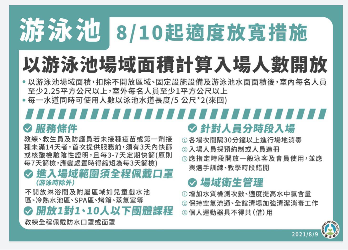 嚴重特殊傳染性肺炎防治專區 相關市政新聞 落實中央防疫指引中市游泳池8 10起 有條件開放