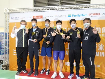 本市男子游泳4x100混合接力奪金 五連霸
