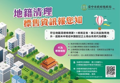 110年度第2批地籍清理未能釐清權屬土地 中市府代為標售即日起公告