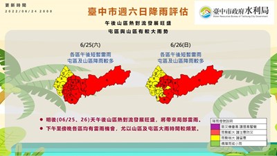 因應午後熱對流旺盛 中市水利局6月25日開設三級應變中心