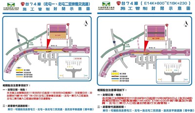 國1接台74施工  8月1日-8月4日北屯二至崇德段東行夜間封閉