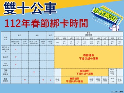 因應春節 中市交通局調整雙十公車綁卡服務時段