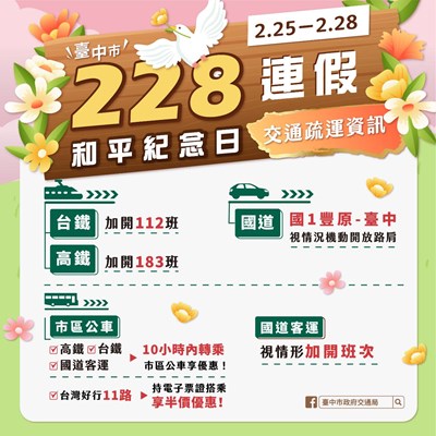 二二八連假避塞車 中市府祭交通疏導措施
